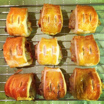 Sausage Rolls with Caramelised Onions and Apricots