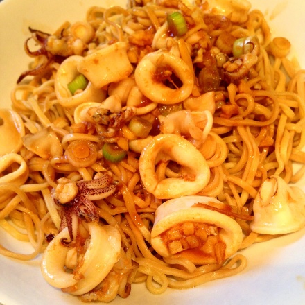 Stir fried squid with ginger